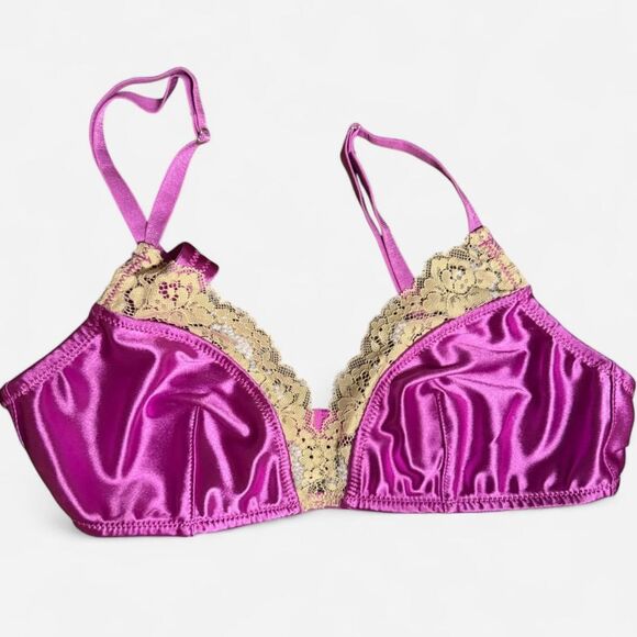 NEW URBAN OUTFITTERS Out From Under  Izora Satin & Lace purple bralette - Picture 7 of 10